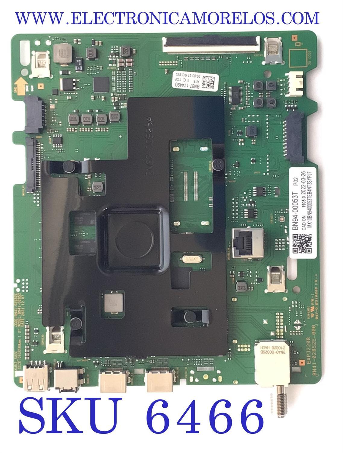 MAIN PARA SMART TV SAMSUNG 4K RESOLUCION (3840 x 2160) UHD / NUMERO DE PARTE BN94-00053T / BN41-02852E / BN9400053T / 00053T / BN97-17445G / EAPJ2208 / PANEL CY-BT058HGCV1H / DISPLAY PT580GT03-1 VER.1.0 / MODELO UN58TU700DFXZA XA07 / UN58TU7000FXZA XA07